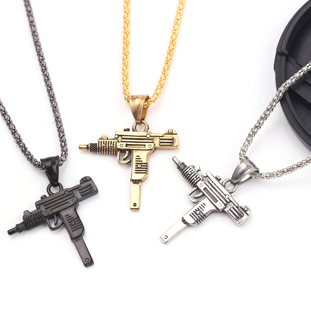 Men'S Fashion Jewelry - Punk Uzi Tabanca Makineli Tüfek Kolye