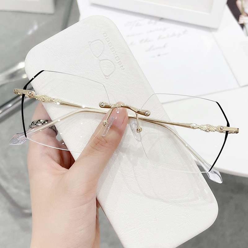 Men'S Fashion Rimless Glasses - Çerçevesiz Miyopi Gözlük Kadın Vintage Mavi