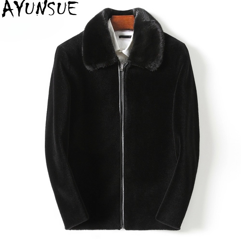 Men'S Fashion Zipper Jacket - AYUNSUE Günlük %100 Yün Erkek Montları