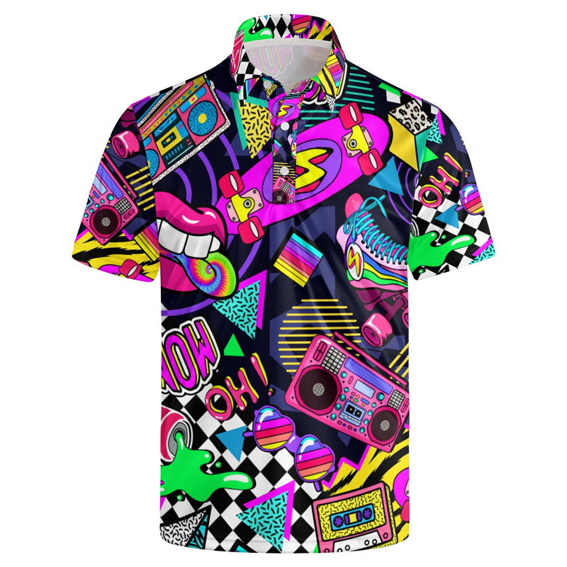 Men'S Fashion Polo - Sıcak Satış 3d Baskı 80'ler 90'lar