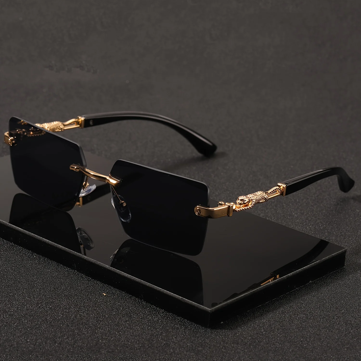 Men'S Fashion Rimless Glasses - 1 adet Çerçevesiz Güneş Gözlüğü Dikdörtgen