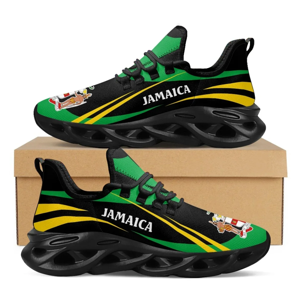 Men'S Fashion Running Shoes - Jamaika Bayraklı Baskılı Erkek Spor Ayakkabıları