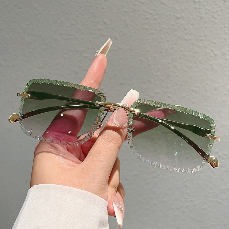 Men'S Fashion Rimless Glasses - Çerçevesiz Kare Güneş Gözlüğü Erkek Moda
