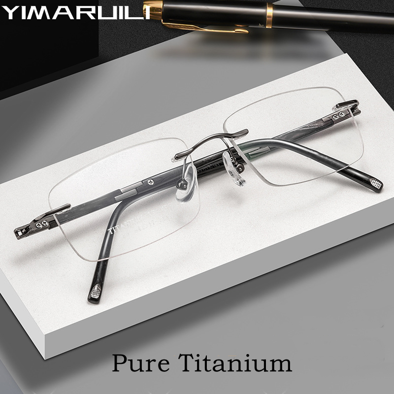 Men'S Fashion Rimless Glasses - YIMARUILI Ultra hafif rahat saf titanyum