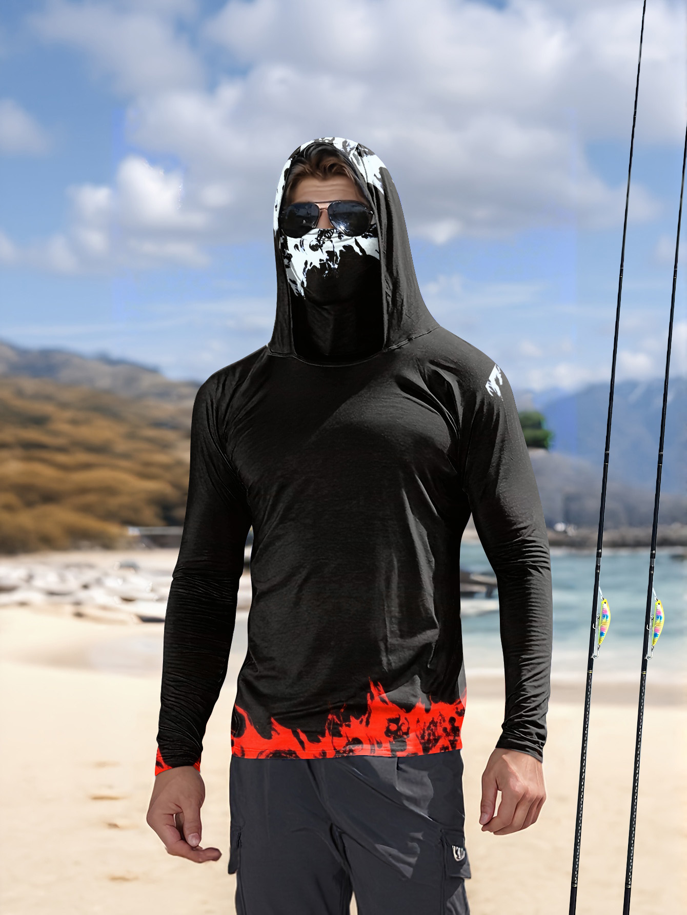Men Fashion Upper - Erkekler Kapüşonlu Balıkçı Gömleği uzun kollu