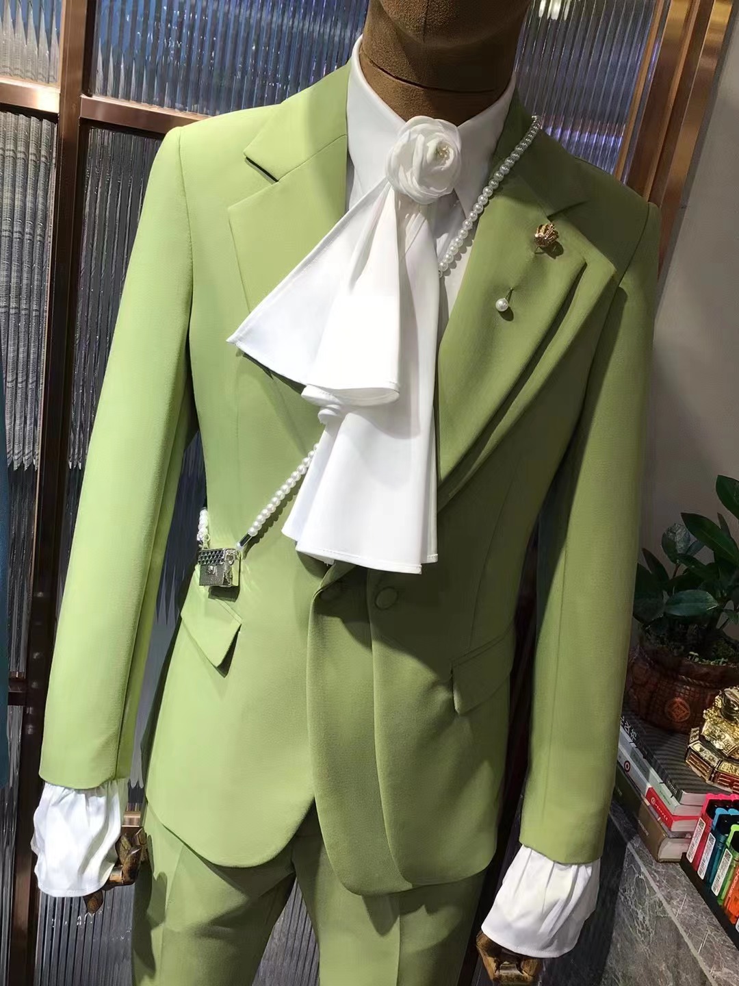 Mens Fashion Blazer - Özelleştir son tasarım moda yeşil düğün
