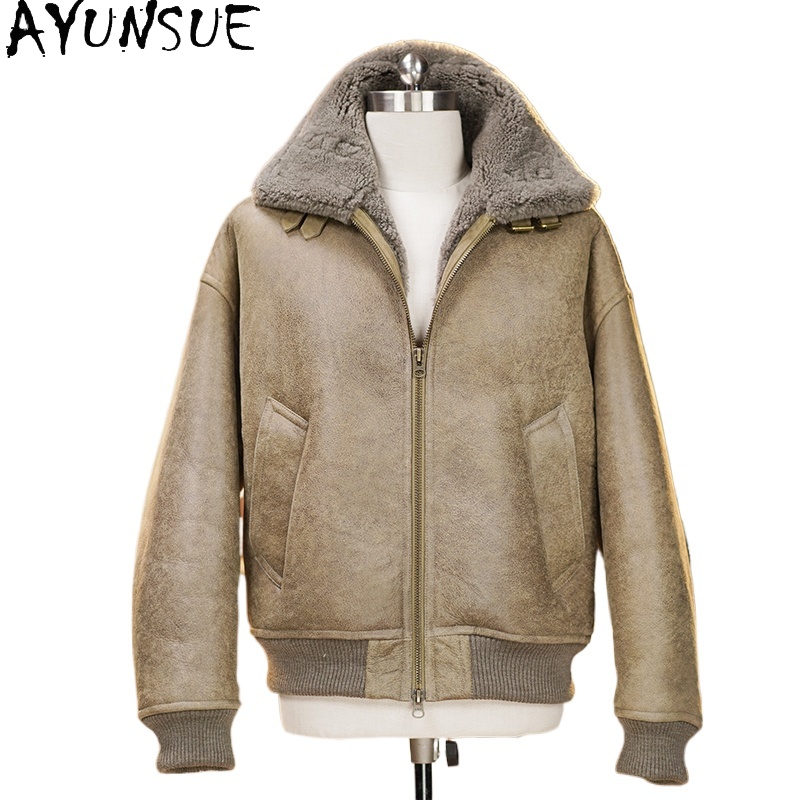 Men'S Fashion Zipper Jacket - AYUNSUE High-end Doğal Kürk Ceket Erkekler