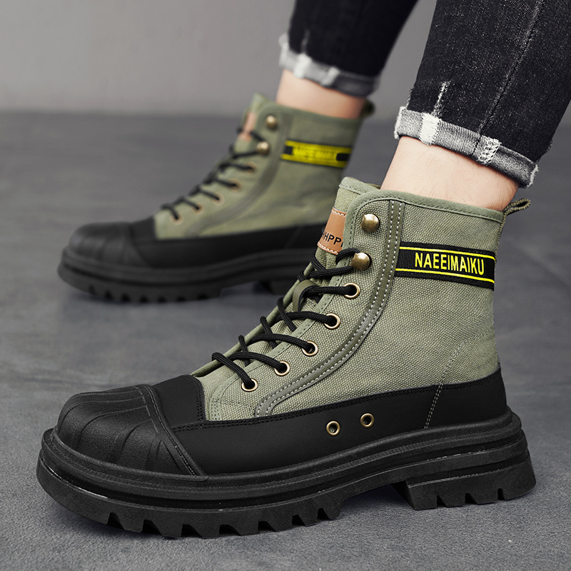 Men'S Fashion For 30 Year Olds - Erkek Kanvas Botları Moda Yüksek Bilekli