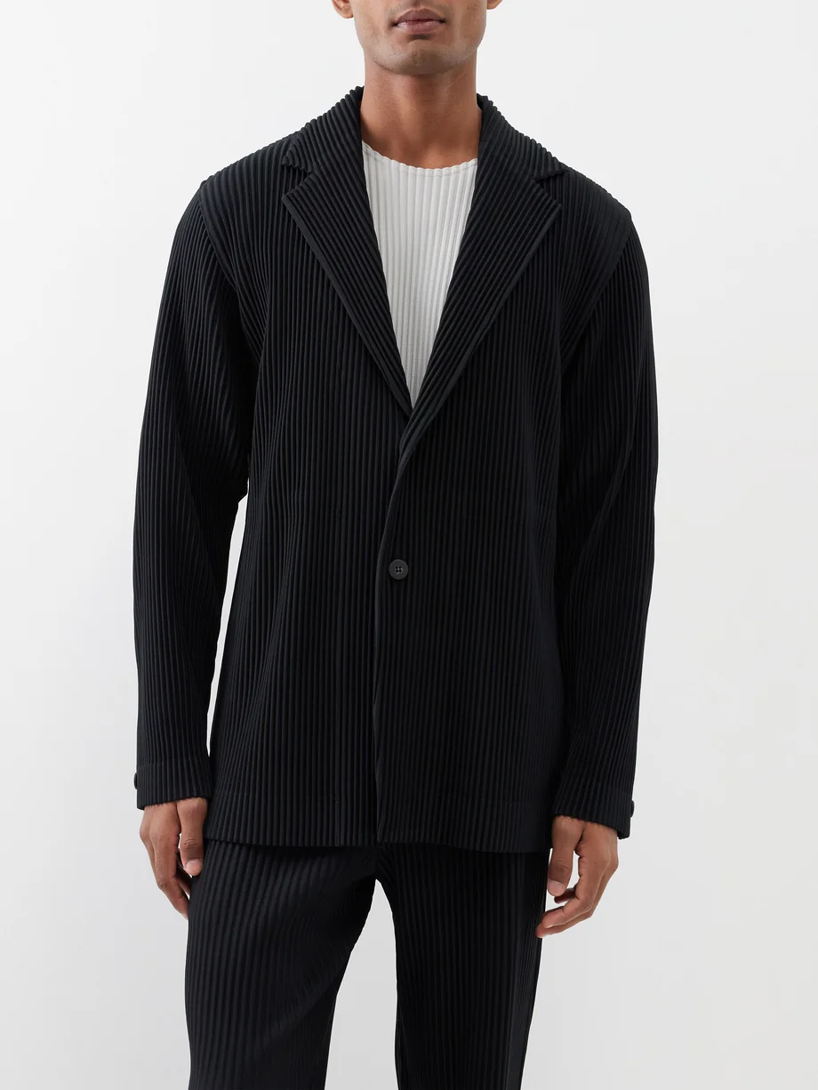 Men'S Fashion Line - Miyake pilili Blazers iş rahat çizgili