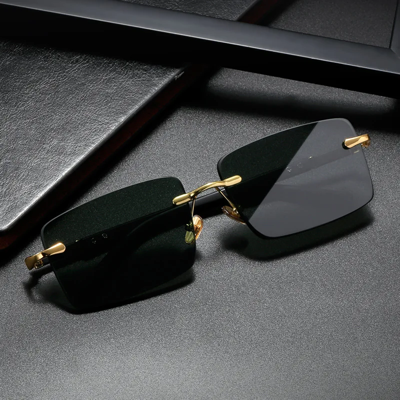 Men'S Fashion Rimless Glasses - Moda Dikdörtgen Güneş Gözlüğü Erkekler Bayanlar