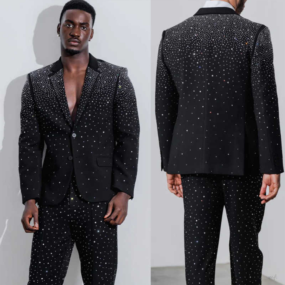Mens Fashion Blazer - Lüks Elmas İşlemeli Erkek Takımları Damatlık