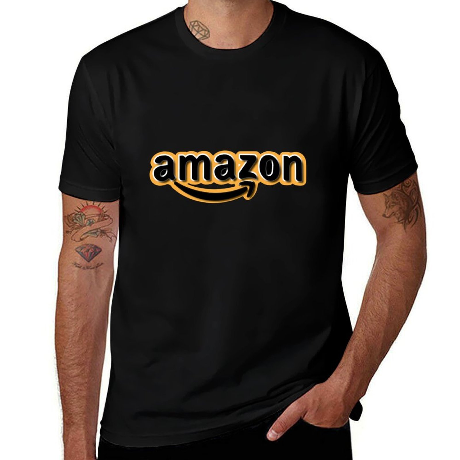 Amazon Men'S Fashion - Amazon logolu tasarım tişört Moda Günlük