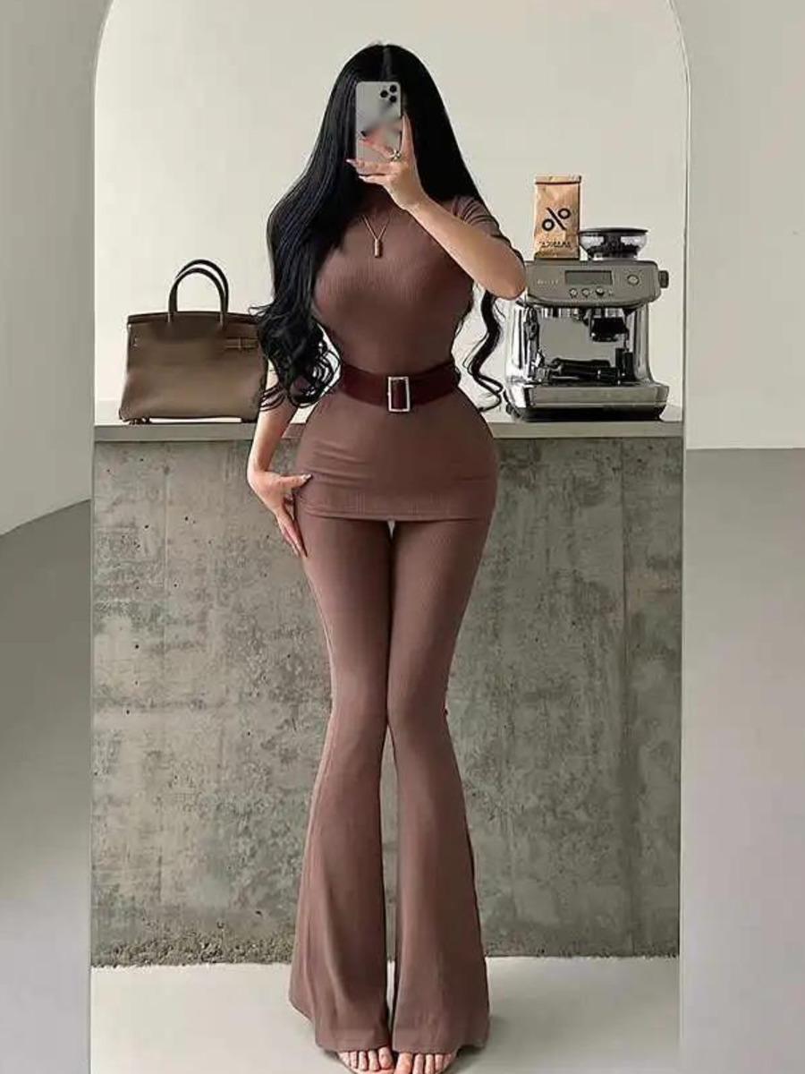 Belt Mens Fashion - Saf Arzu Tarzı Kısa Kollu Tişört
