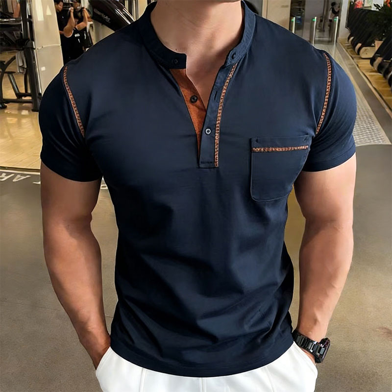 Men'S Fashion Polo - Yeni Yaz Erkek Henry Yaka Kısa