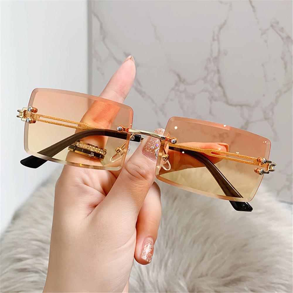 Çerçevesiz dikdörtgen güneş gö - Men'S Fashion Rimless Glasses incelemesi ve fiyatı
