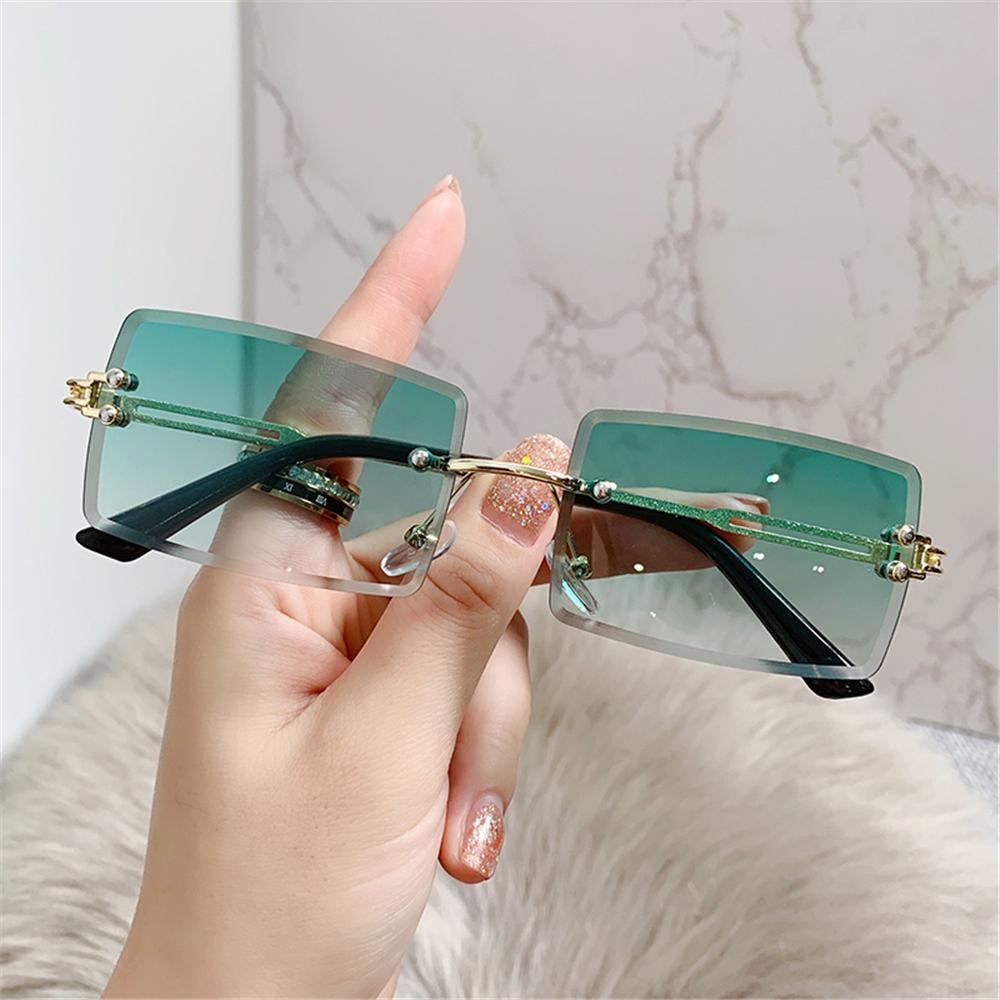 Çerçevesiz dikdörtgen güneş gö - Men'S Fashion Rimless Glasses incelemesi ve fiyatı