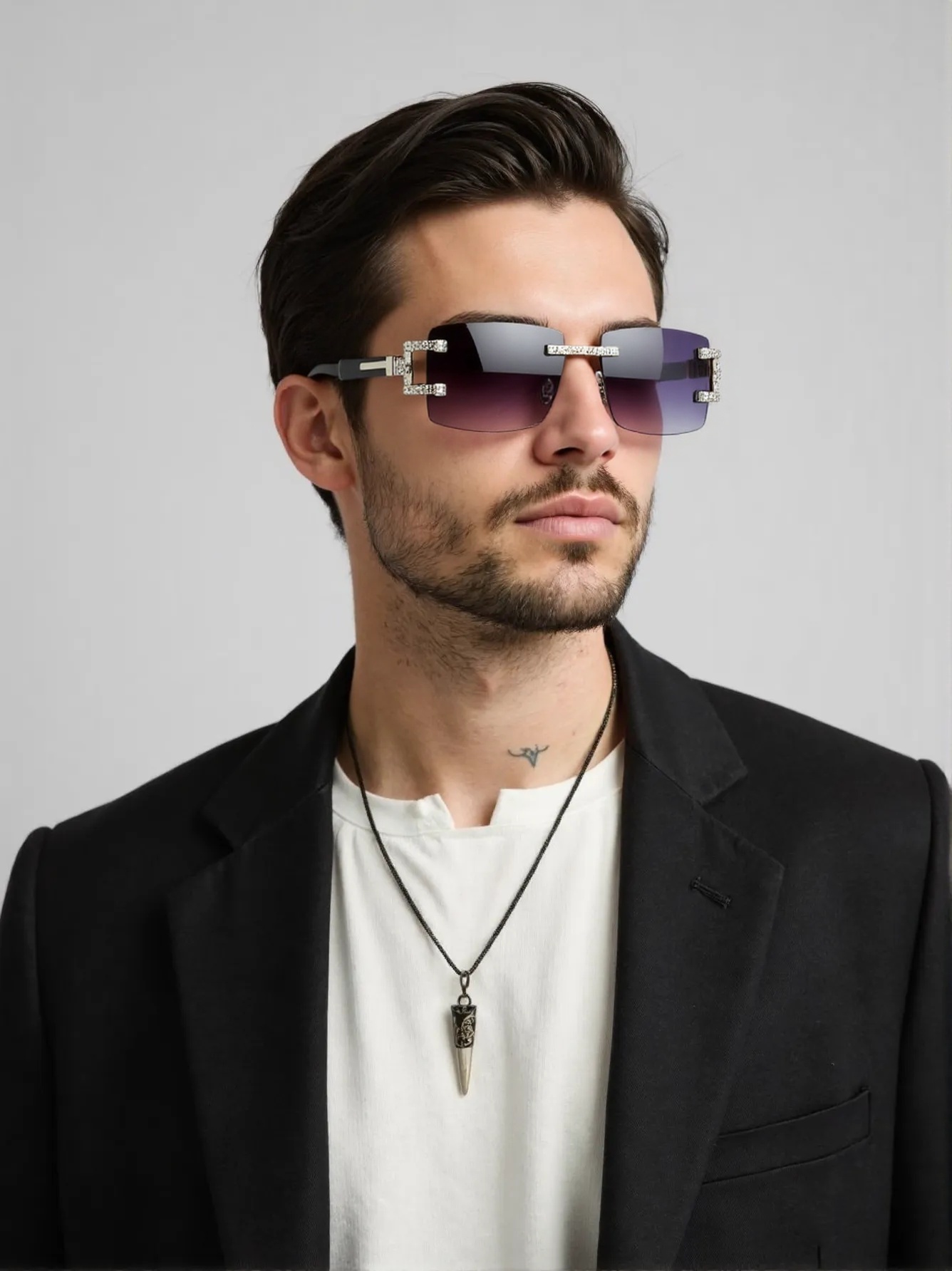 Ahşap bacak retro moda güneş g - Men'S Fashion Rimless Glasses incelemesi ve fiyatı