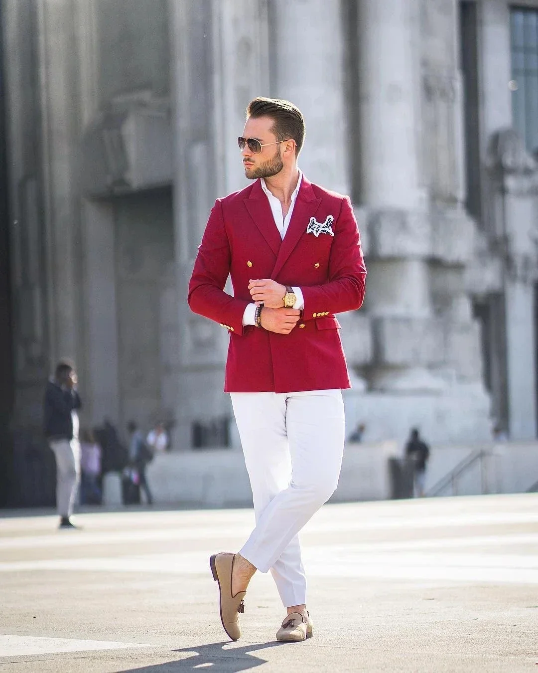 Kırmızı Ceket Beyaz Pantolon K - Mens Fashion Blazer incelemesi ve fiyatı