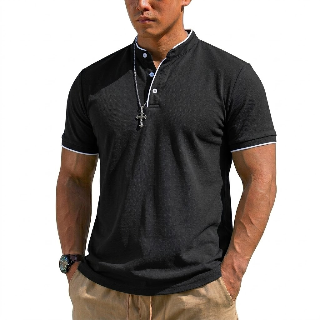 Yazlık Kısa Kollu Henley Gömle - Men'S Fashion Polo incelemesi ve fiyatı