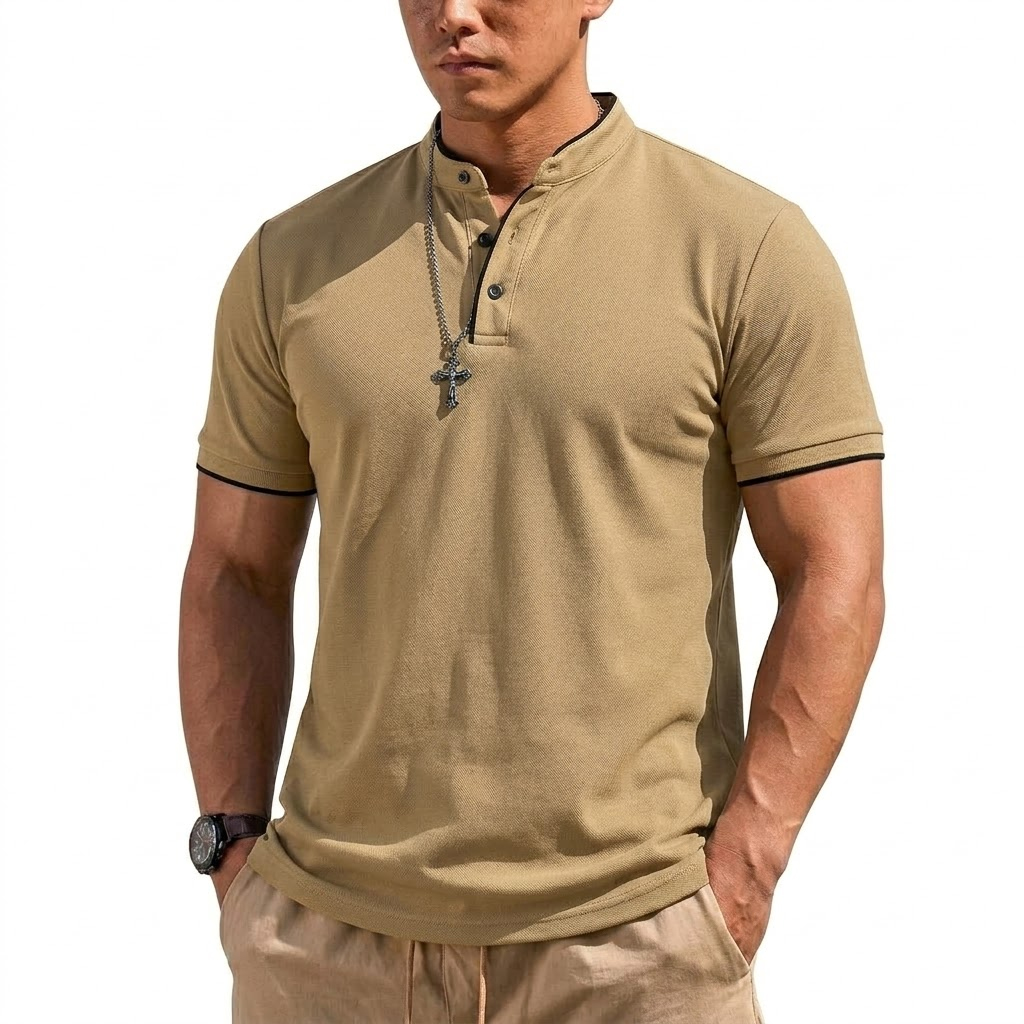 Yazlık Kısa Kollu Henley Gömle - Men'S Fashion Polo incelemesi ve fiyatı