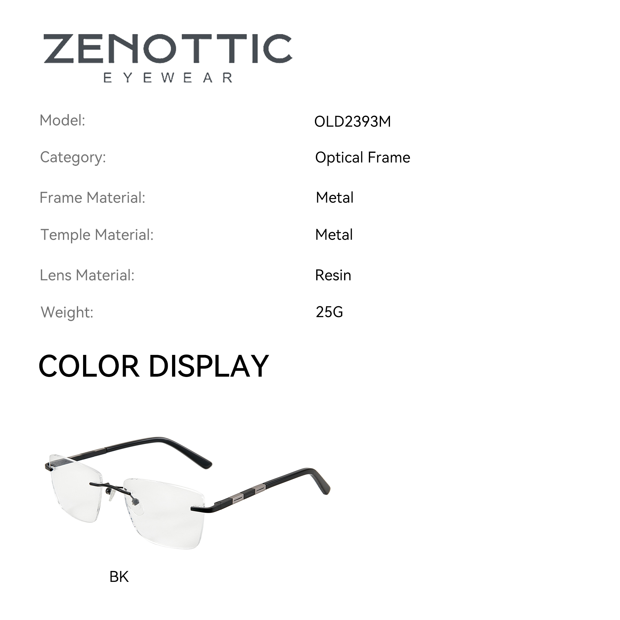 ZENOTTIC M Boyutu Moda Dikdört - Men'S Fashion Rimless Glasses incelemesi ve fiyatı